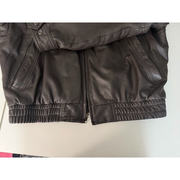 Members Only Men’s Brown Leather Full Zip Jacket Size 46 Lined Bomber Jacket EUC - Picture 8 of 12